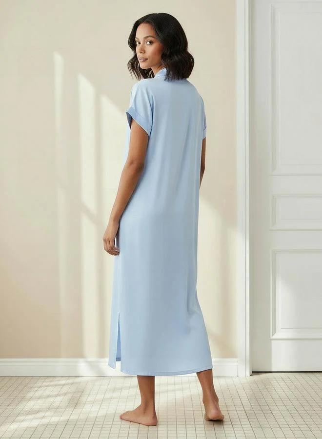 Splash FAV Set of 2 - Nightdress Short Sleeves Collar Viscose